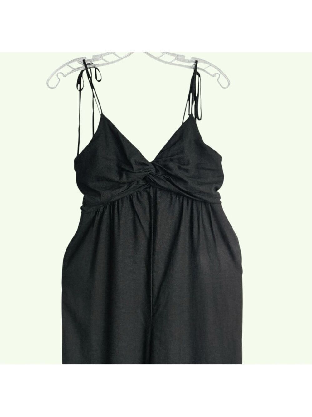 Old Navy Black Linen Blend Twist Cami Wide-Leg Jumpsuit S Lagom Boho Hippie Fest - Picture 3 of 11